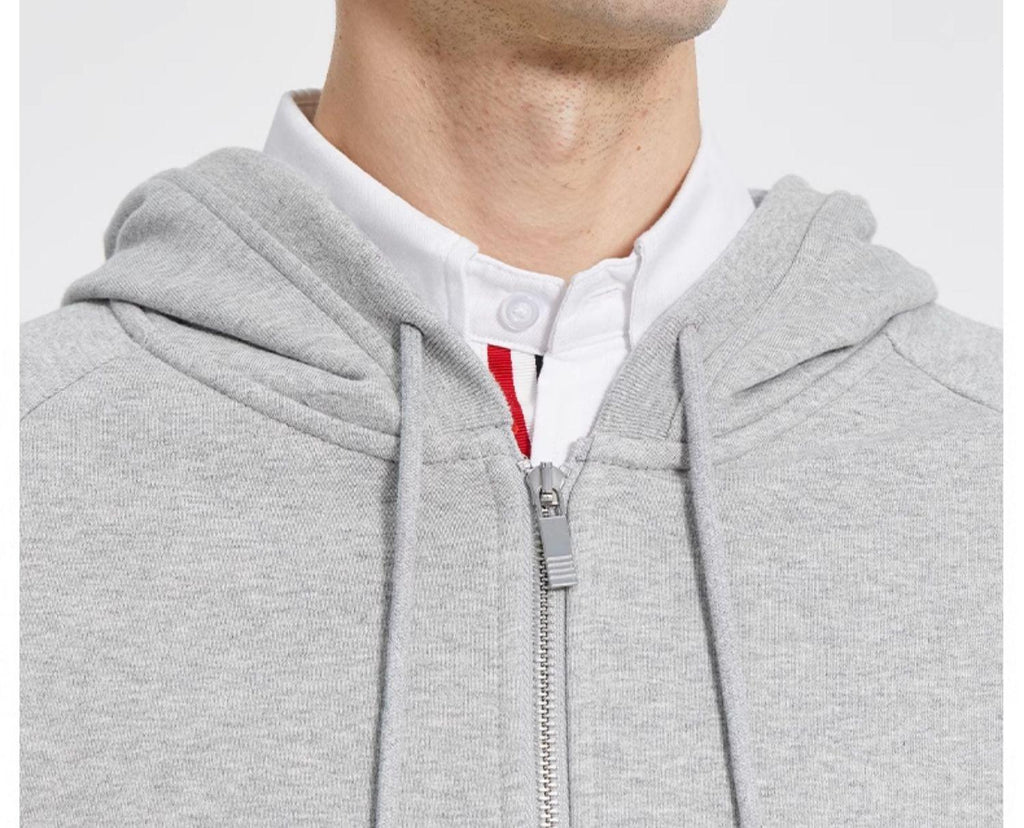 Unisex jacket by Thom Browne, garment detail view