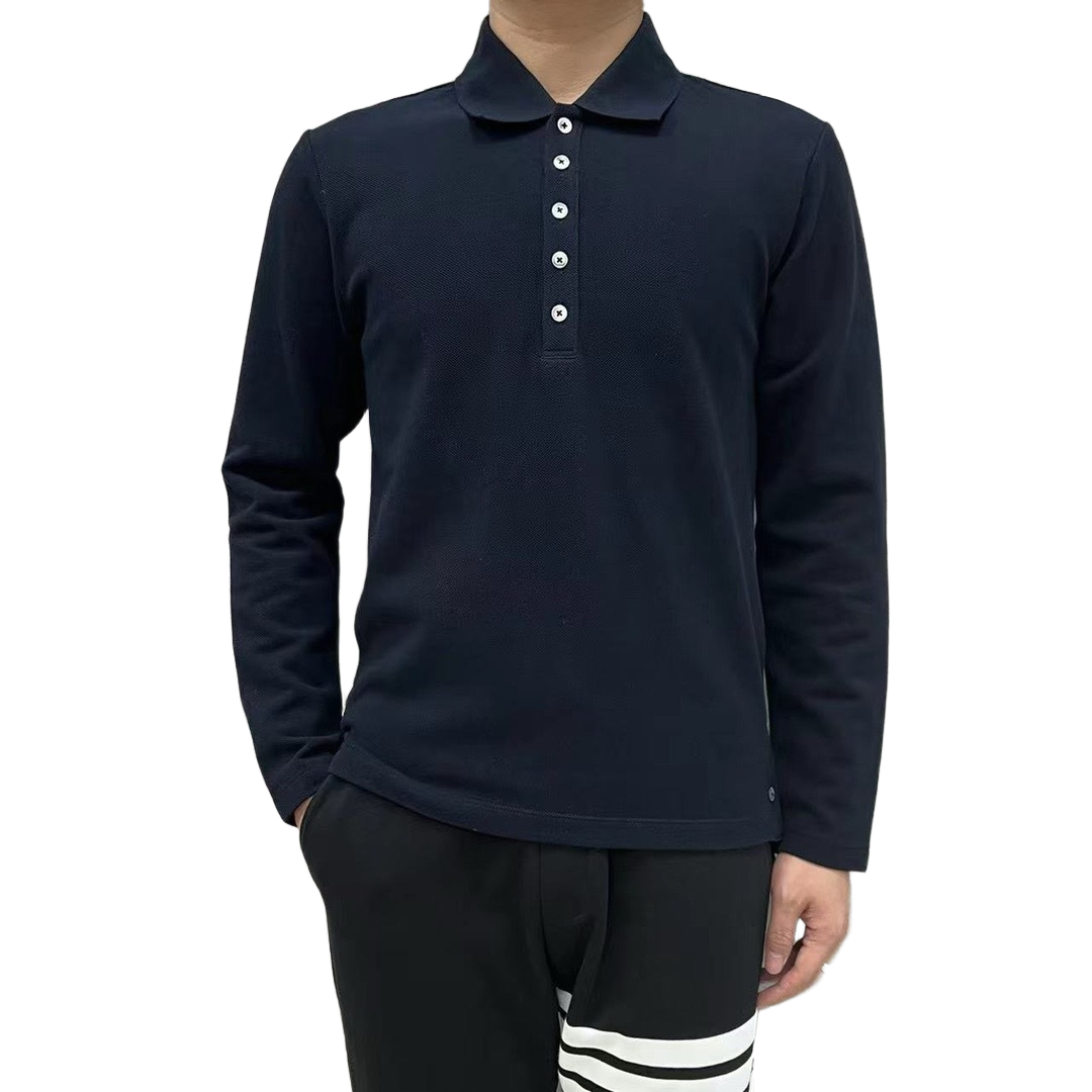Lapel long-sleeved T-shirt by Thom Browne, product detail view