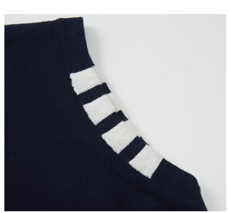 Four-Bar Knit Sweater Vest by Thom Browne, knitwear detail view