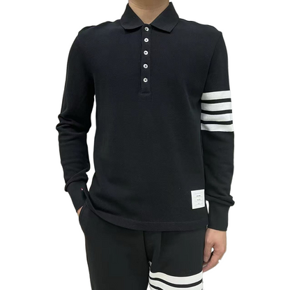 2025SS Four-bar lapel long-sleeved T-shirt THOM TREND