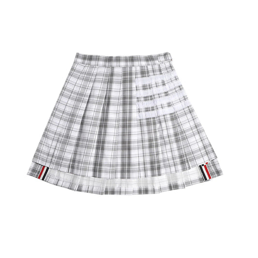 4 Bars Plaid pleated skirt
