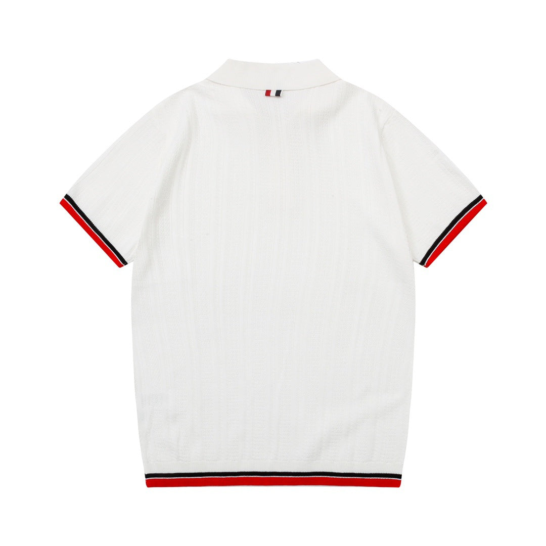 Four-Bar Stripe Knit Polo — THOM TREND THOM TREND