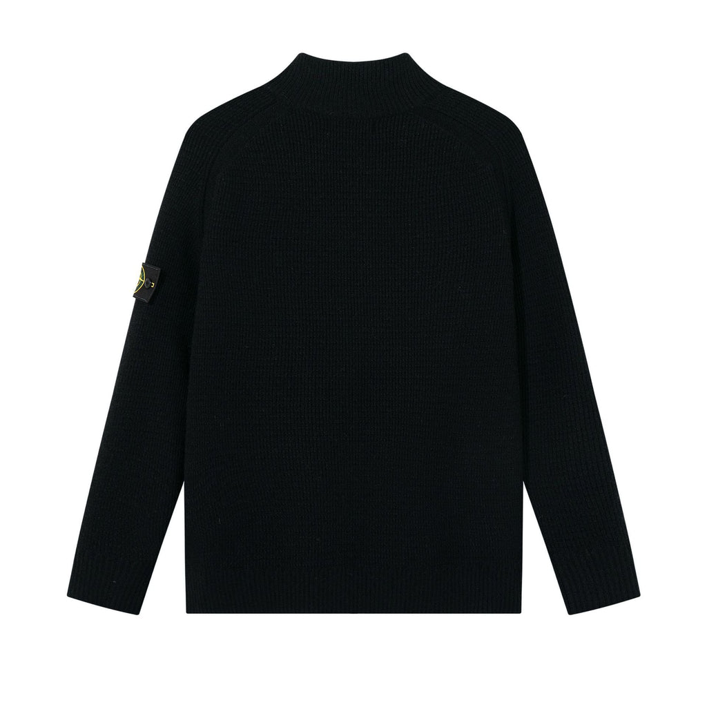 Stone Island Ribbed Mock-Neck Zip Knit Cardigan - Pink product detail view