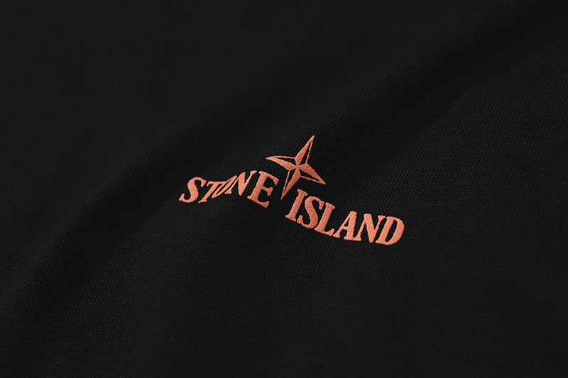 Stone Island Orange Overlay Compass Back Graphic T-Shirt - Black product detail view