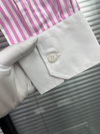 2025SS  striped long-sleeved shirt THOM TREND