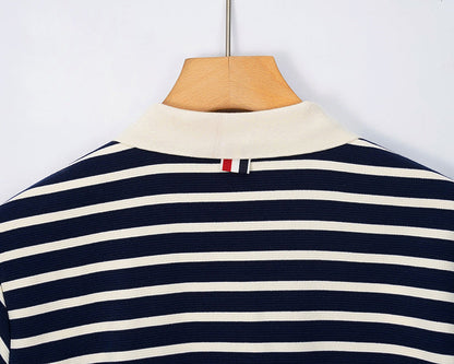 2025SS Striped Lapel T-shirt THOM TREND
