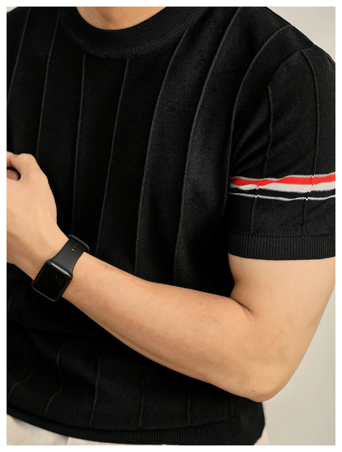 Four-Bar Polo T-Shirt - Men's Classic Button Collar Tee by Thom Browne, product detail view