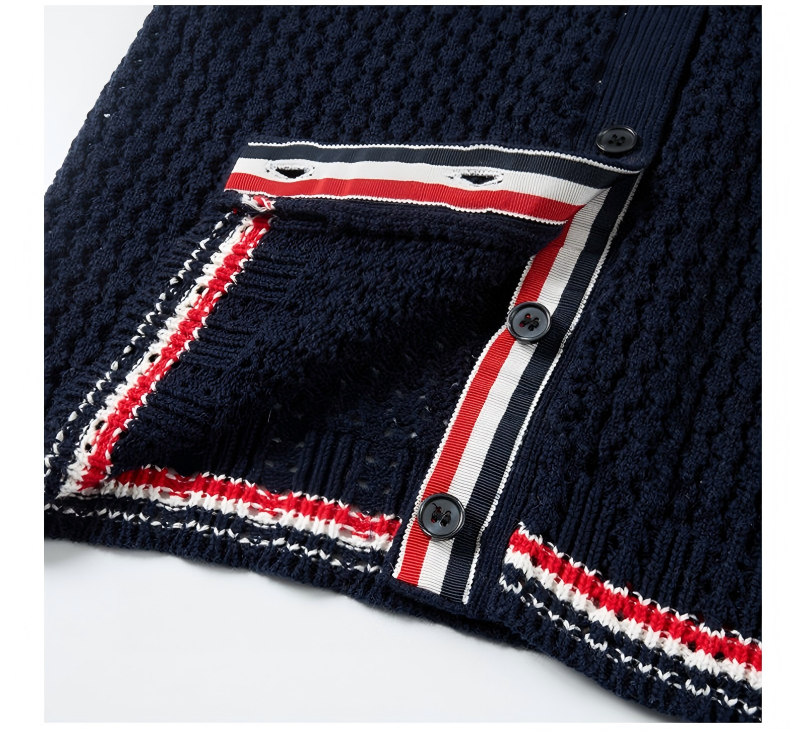Tri-Color Stripe Pique Cotton Vest Cardigan（副本） THOM TREND