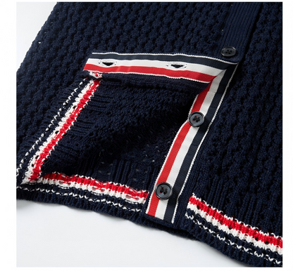 Tri-Color Stripe Pique Cotton Vest Cardigan（副本） THOM TREND