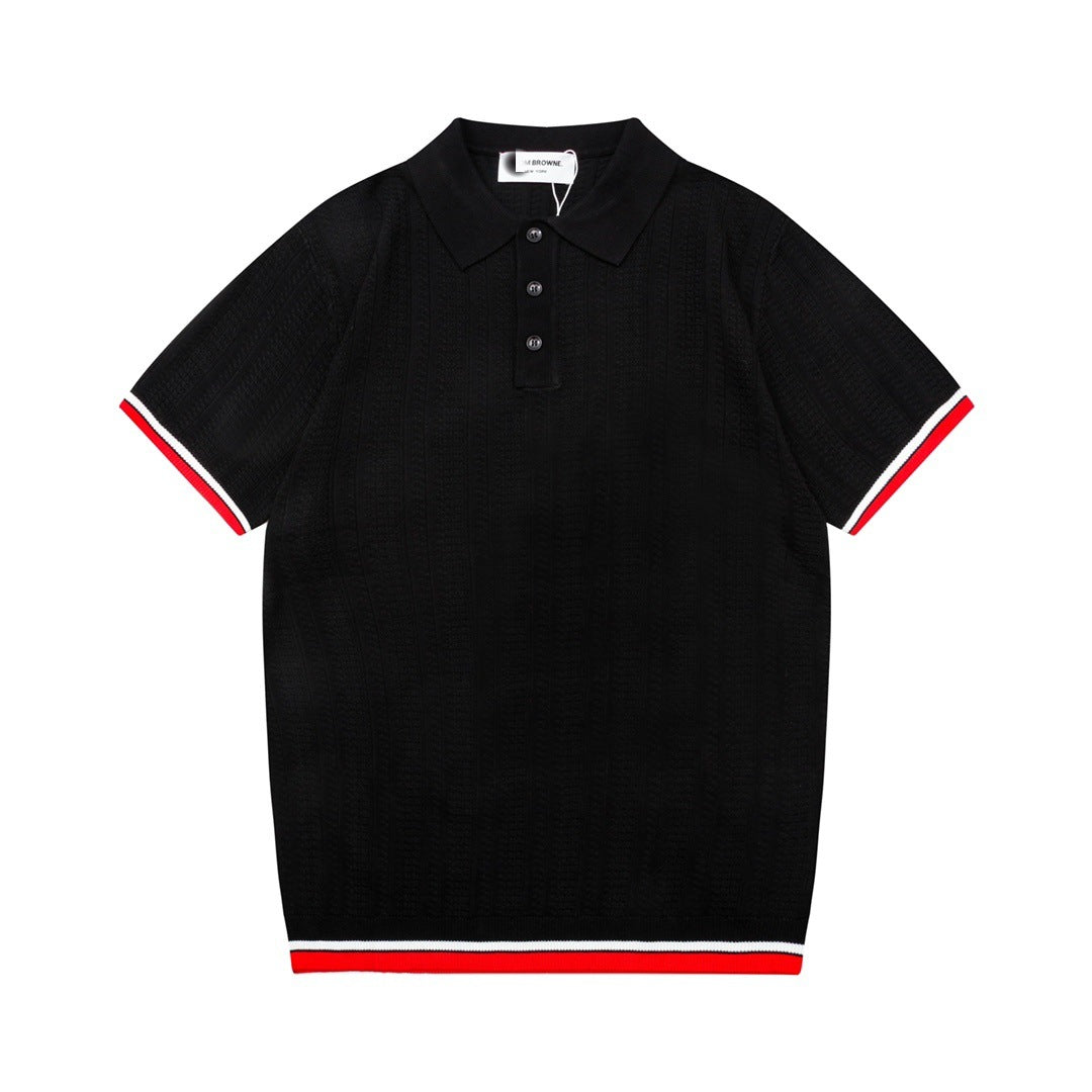 Four-Bar Stripe Knit Polo — THOM TREND THOM TREND