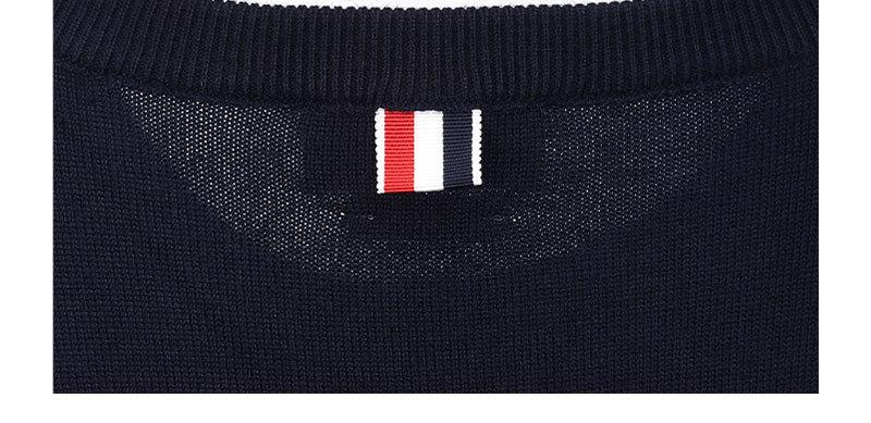 Four-Bar Wool Pullover Sweater by Thom Browne, knitwear detail view