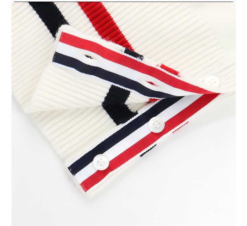 Tri-Color Stripe Pique Cotton Vest Cardigan（副本） THOM TREND