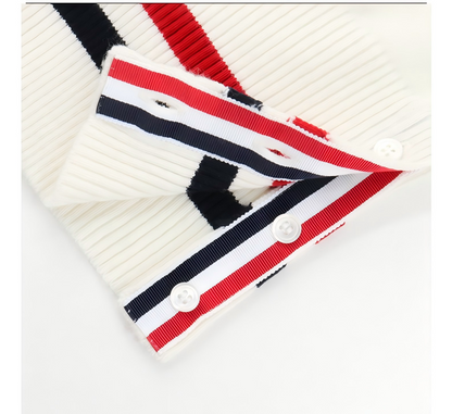 Tri-Color Stripe Pique Cotton Vest Cardigan（副本） THOM TREND