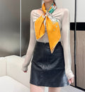 Hermes Style Lightness in Bloom Silk Scarf - Orange - Model Worn Main Image