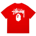 BAPE x Stussy Big Logo Men's T-Shirt - Red