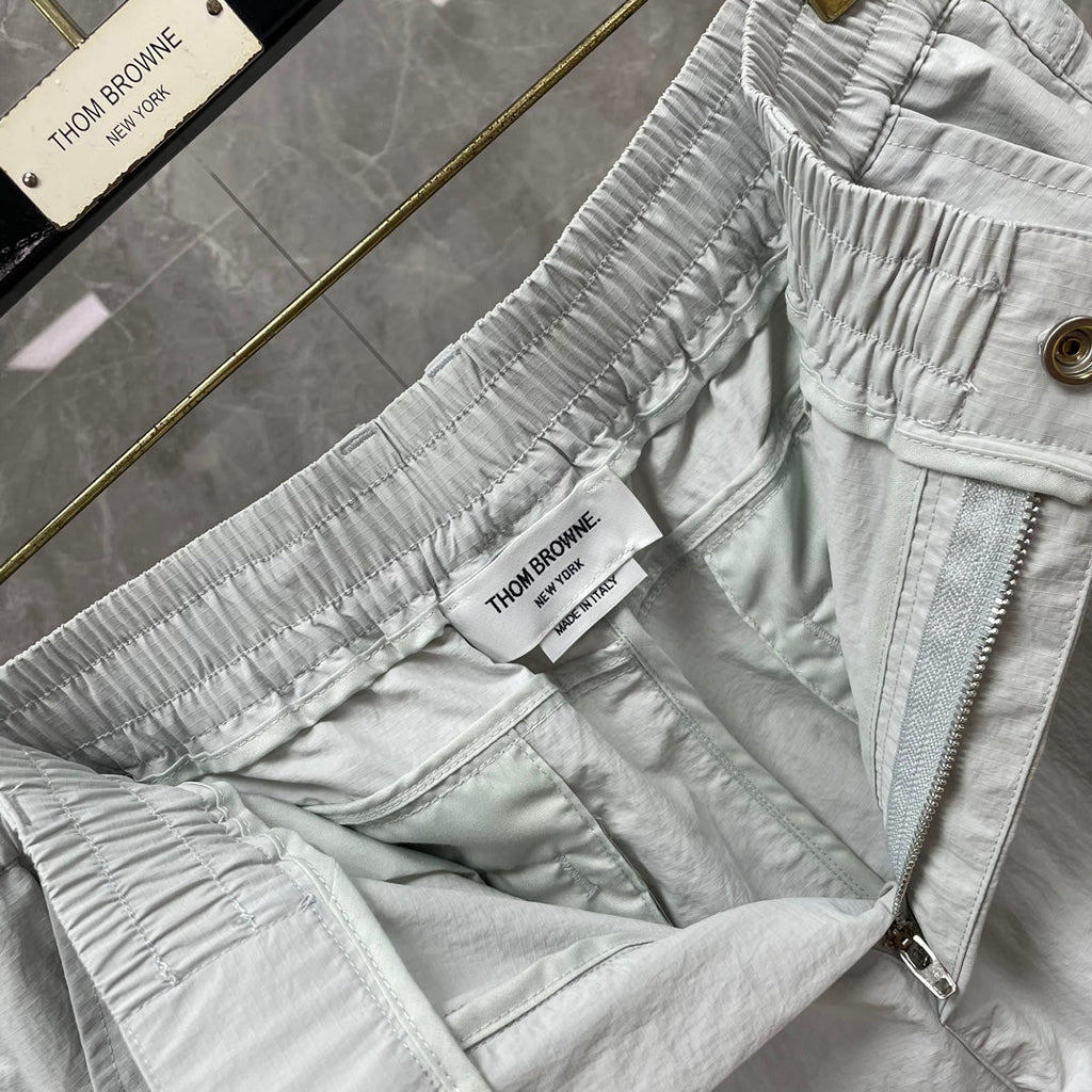 Thom Browne Style Unisex Casual Overalls with Signature Four-Bar Detail - Image 8