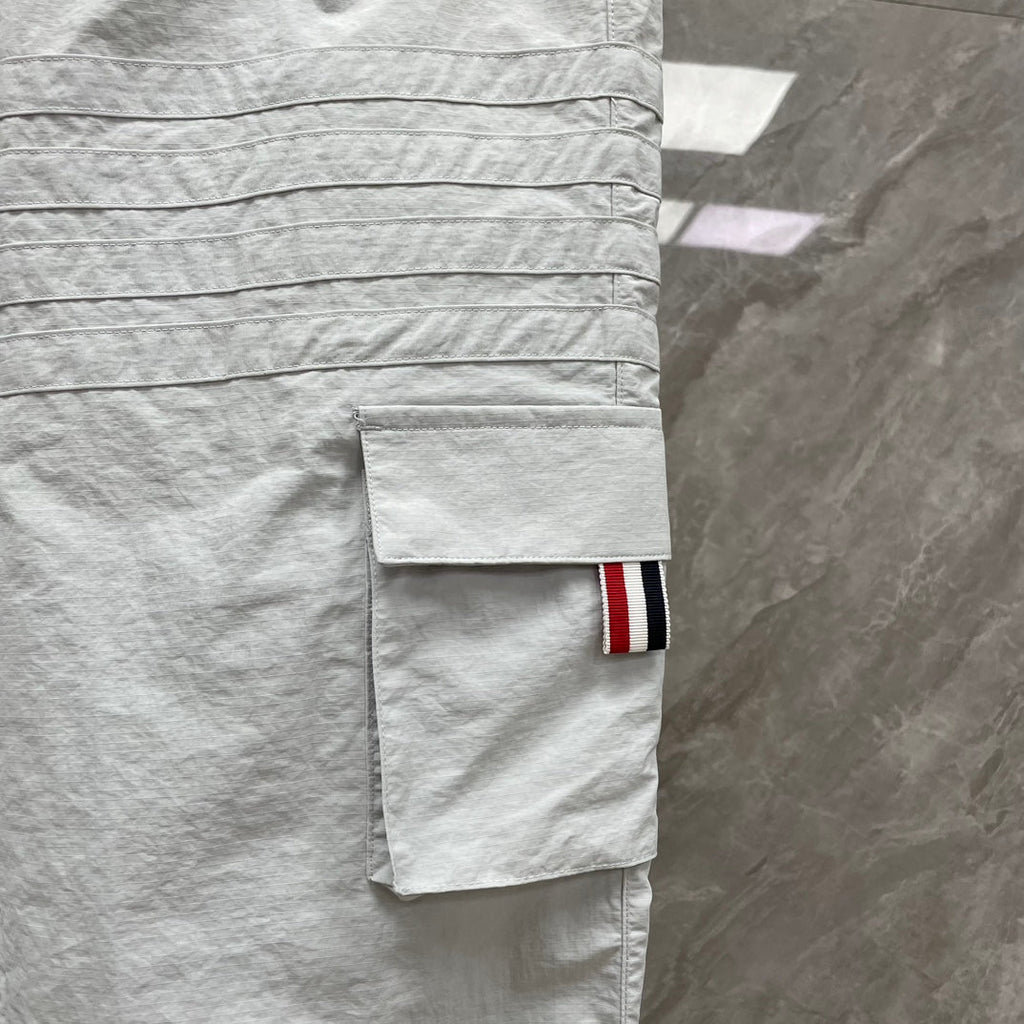 Thom Browne Style Unisex Casual Overalls with Signature Four-Bar Detail - Image 10