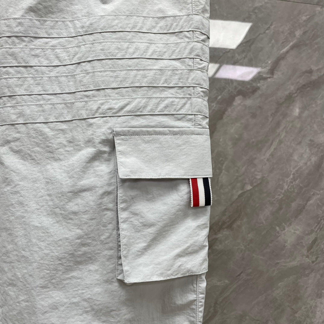 Thom Browne Style Unisex Casual Overalls with Signature Four-Bar Detail - Image 10