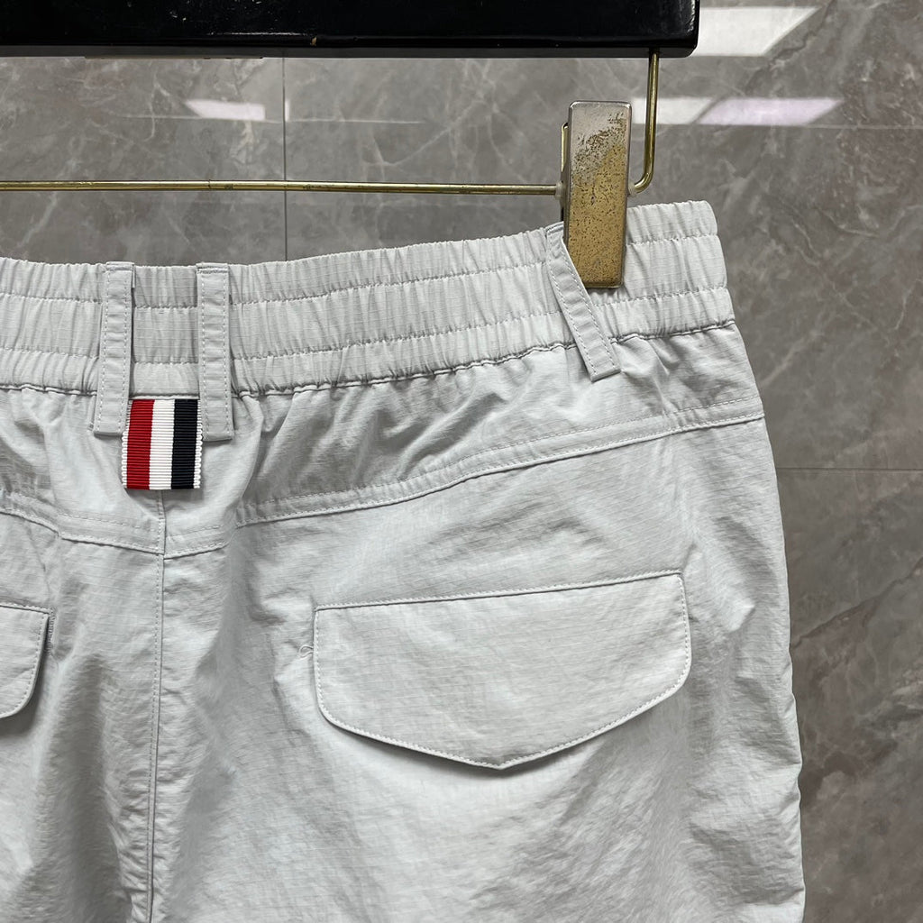 Thom Browne Style Unisex Casual Overalls with Signature Four-Bar Detail - Image 11