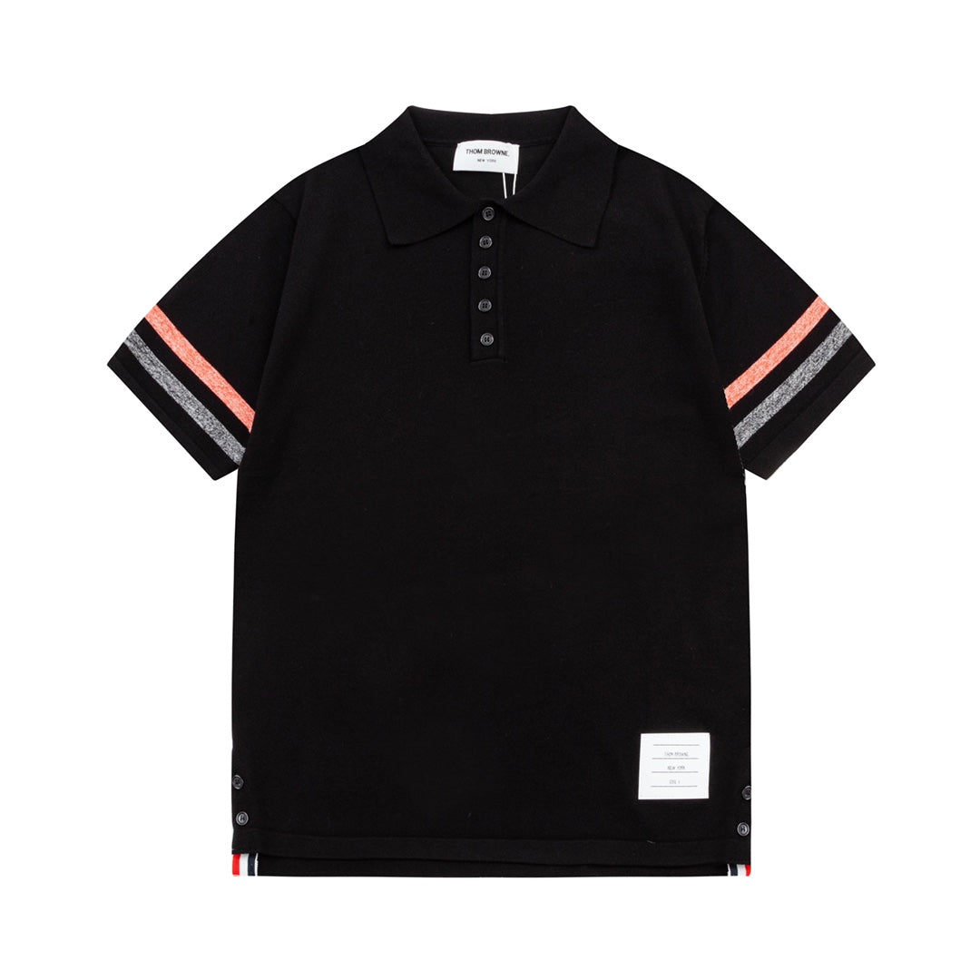 2026SSS Color-Block Knit Polo Shirt THOM TREND