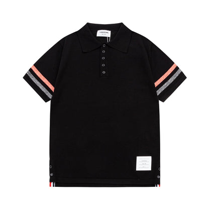 2026SSS Color-Block Knit Polo Shirt THOM TREND