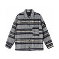 Stone Island Plaid Wool-Blend Compass Badge Lapel Coat - Blue front view