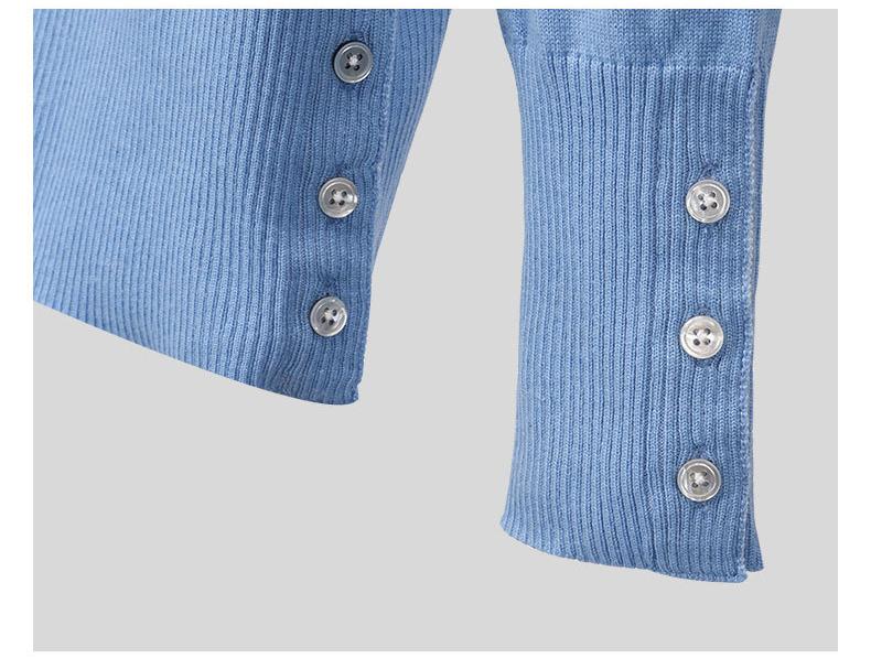 Classic cardigan by Thom Browne, knitwear detail view