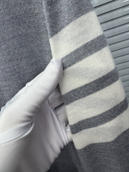 Wool Four-Bar Stripe Knit Cardigan THOM TREND