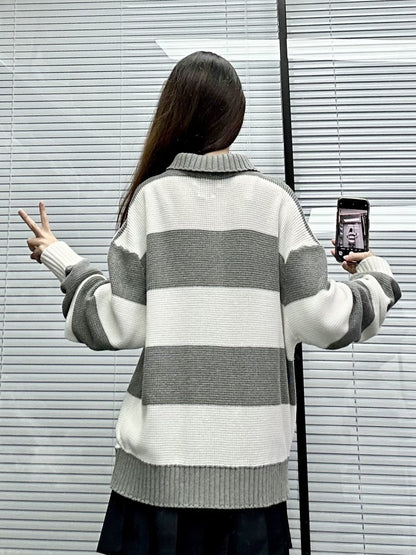 2025SS Women's Striped Polo Sweater THOM TREND
