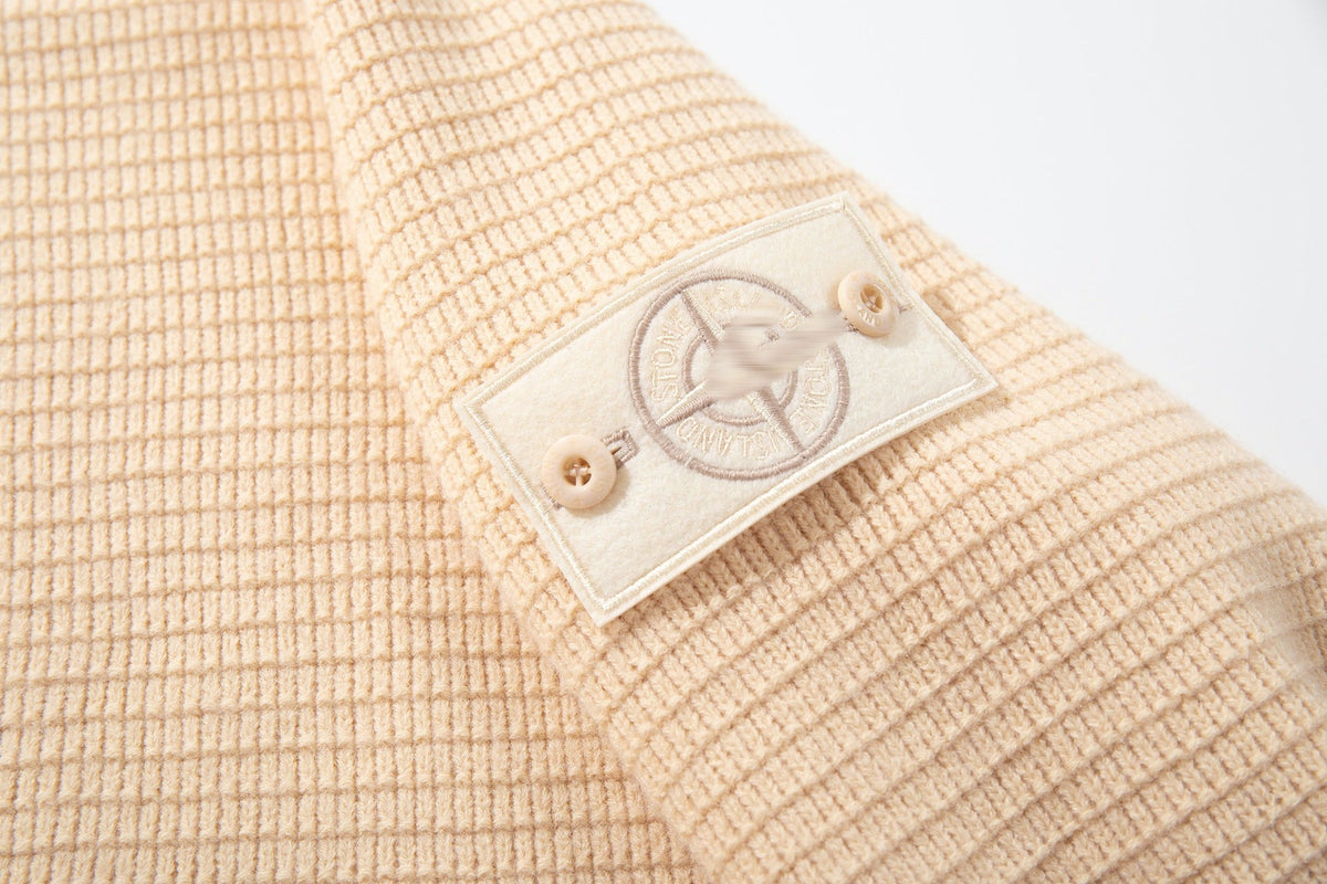 Stone Island Ribbed Mock-Neck Zip Knit Cardigan - Pink product detail view