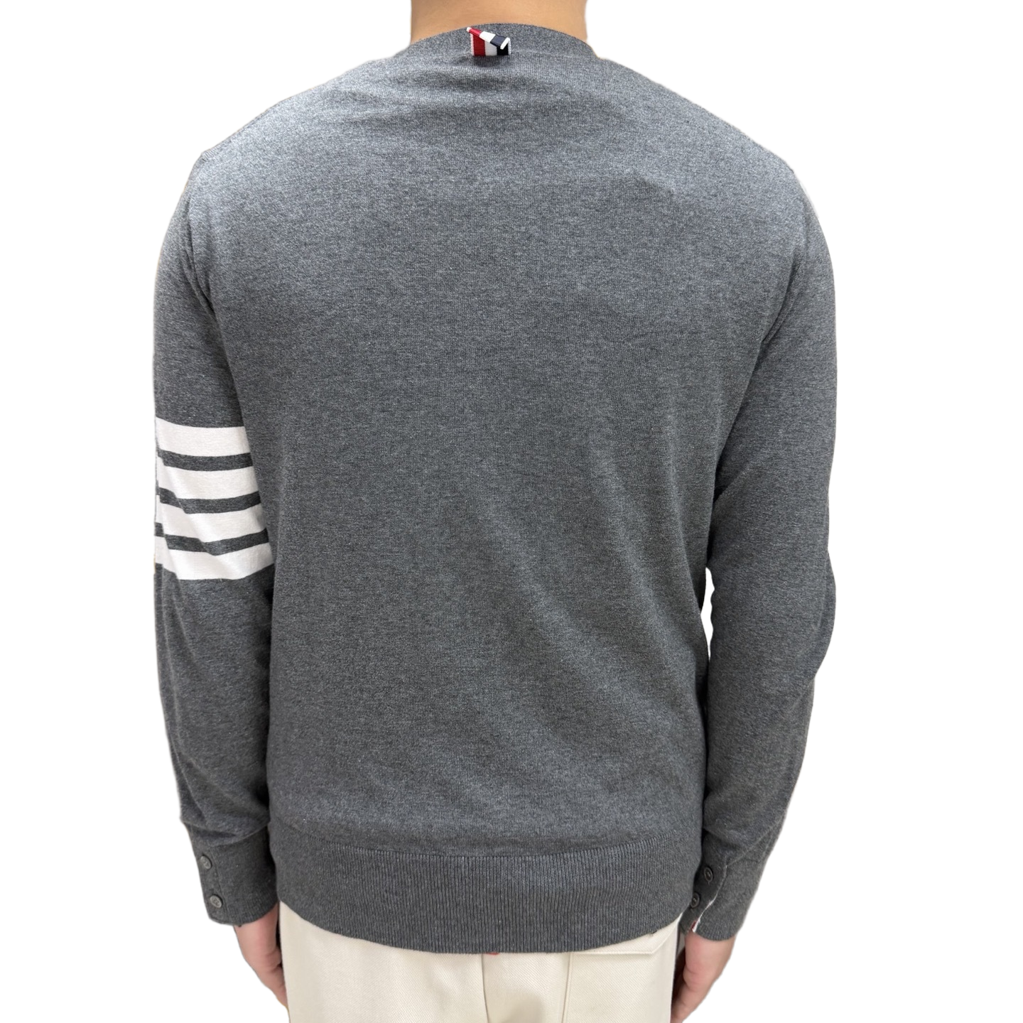Tennis Racket Jacquard V-Neck Knit Cardigan THOM TREND