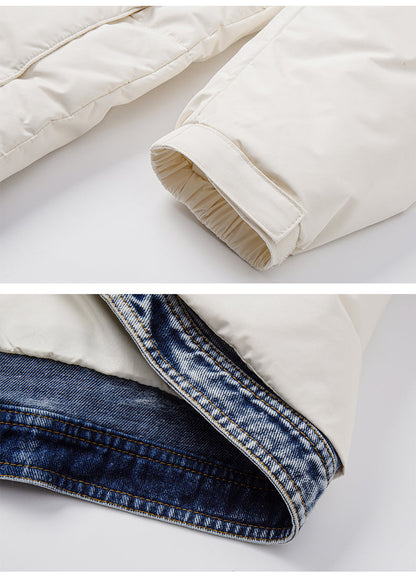 Denim patchwork down jacket THOM TREND