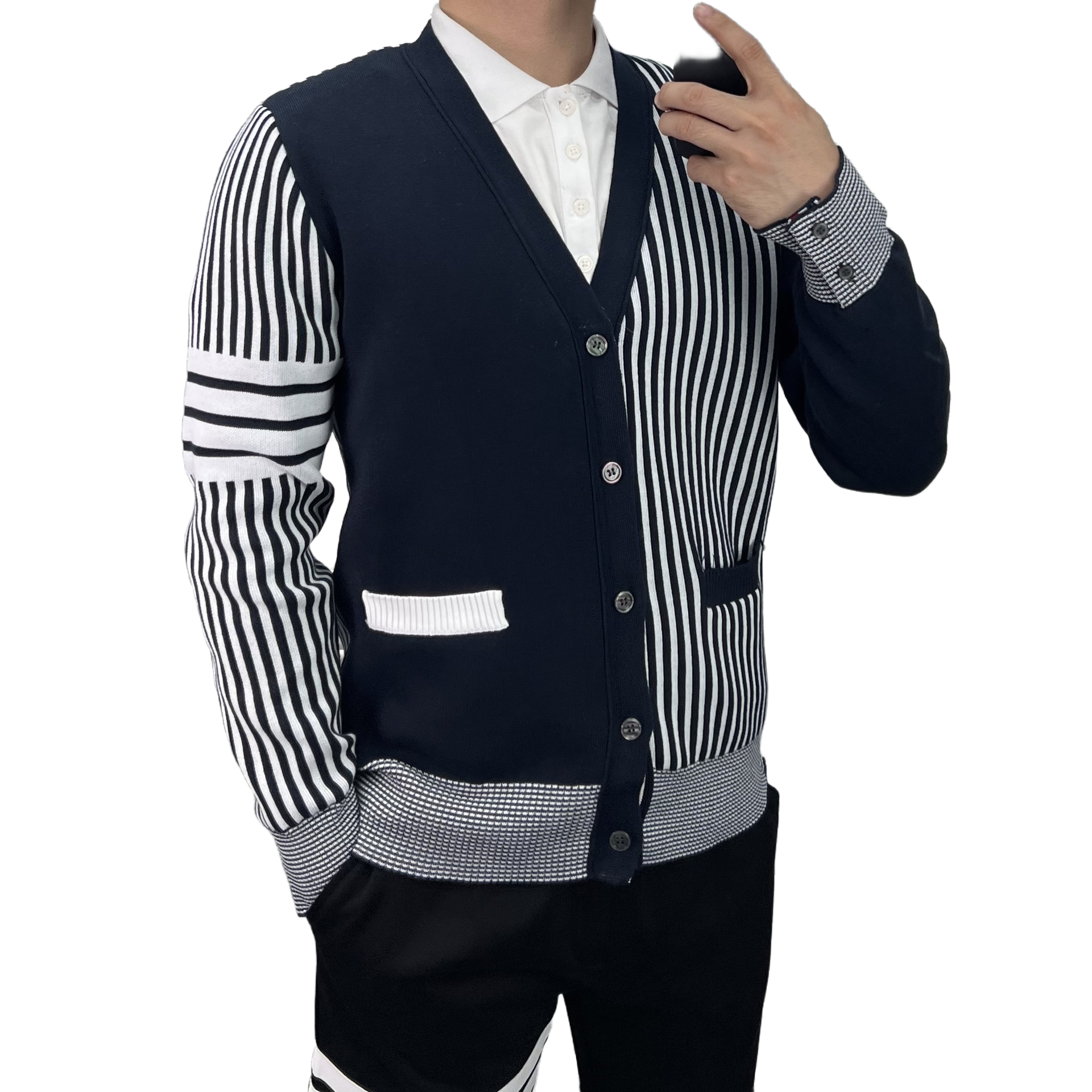 2025SS Men's striped cardigan THOM TREND