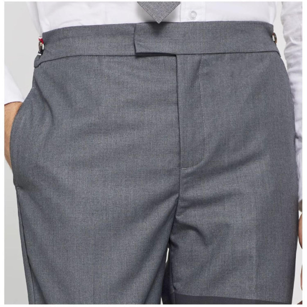 Thom Browne Style Men's Tailored Suit Pants with Signature Four-Bar Detail - Image 5
