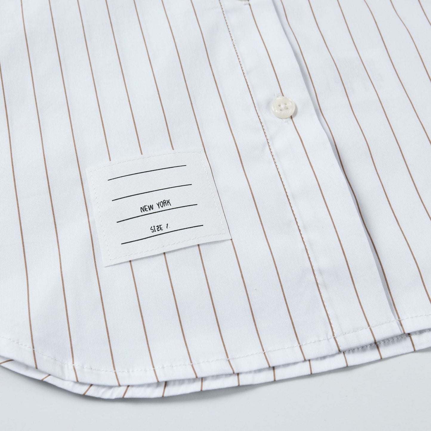 2025SS Women's vertical striped cropped shirt THOM TREND