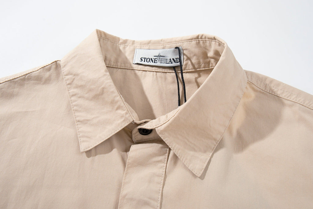 Stone Island Compass Badge Corduroy Short-Sleeve Shirt - Black product detail view