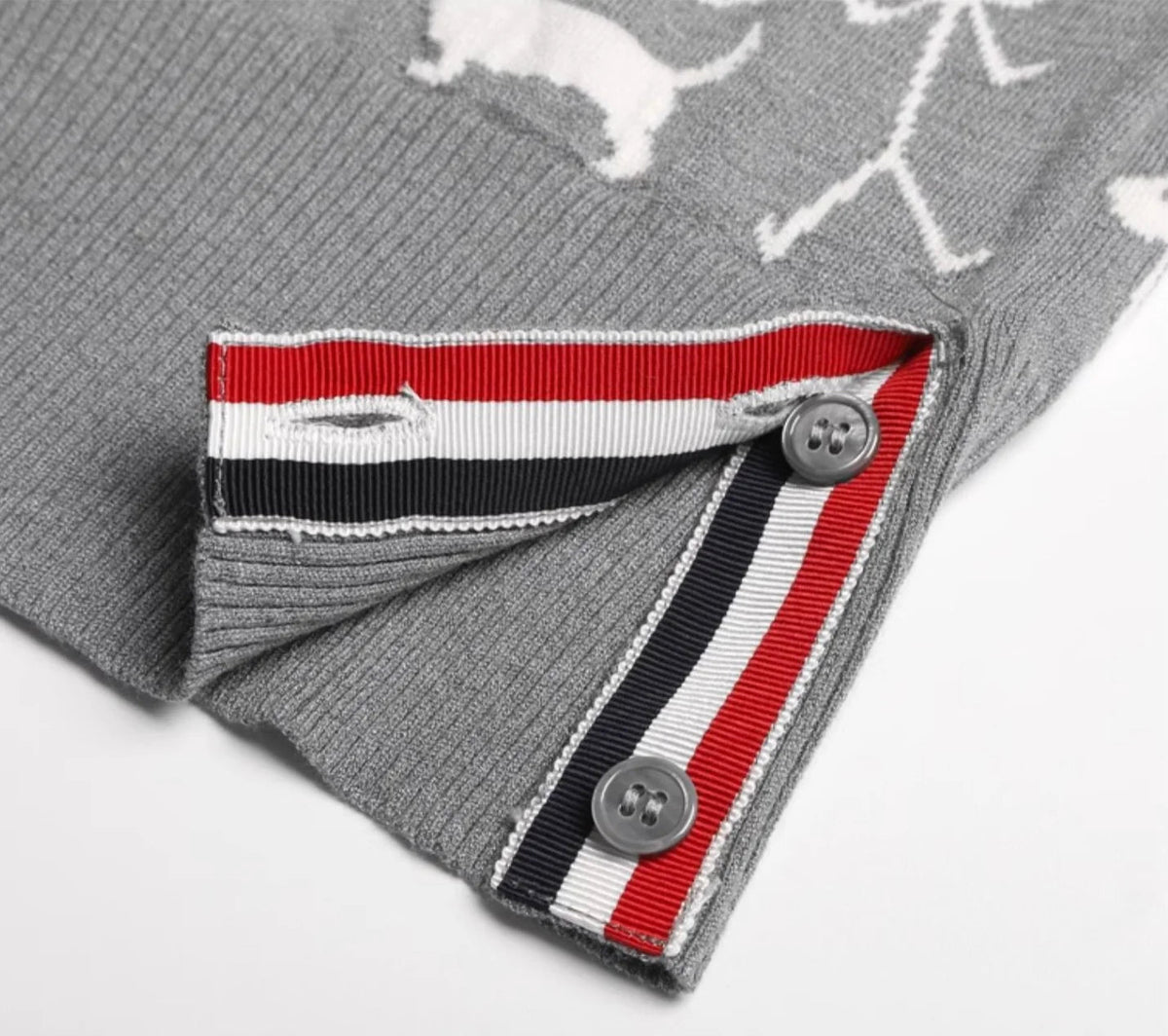 Knitted T-shirt by Thom Browne, product detail view