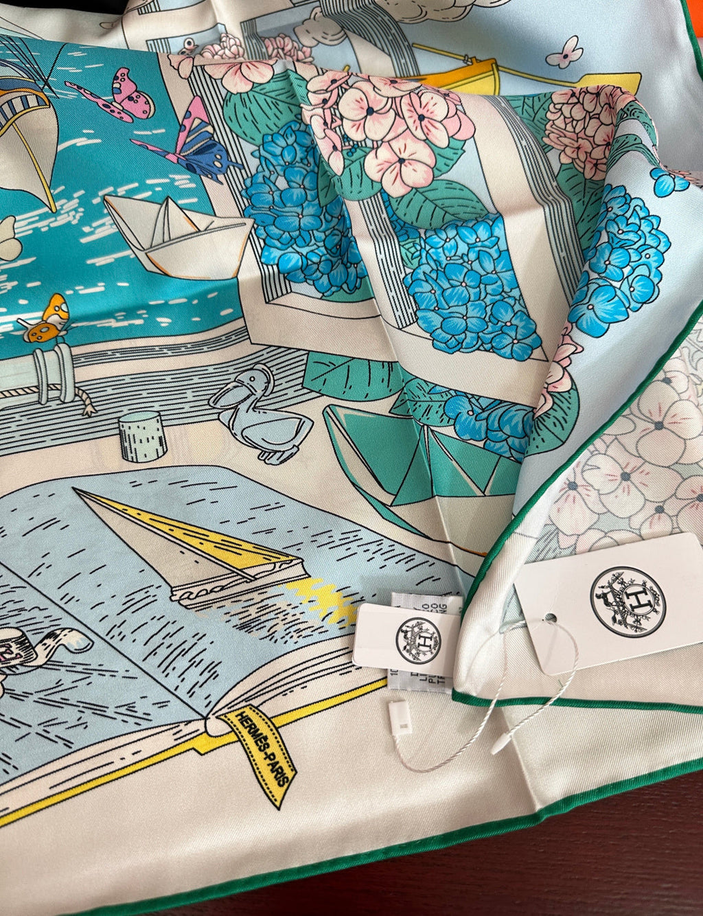 Hermes Style Poetic Journey Silk Scarf - Blue - Detail Image 6