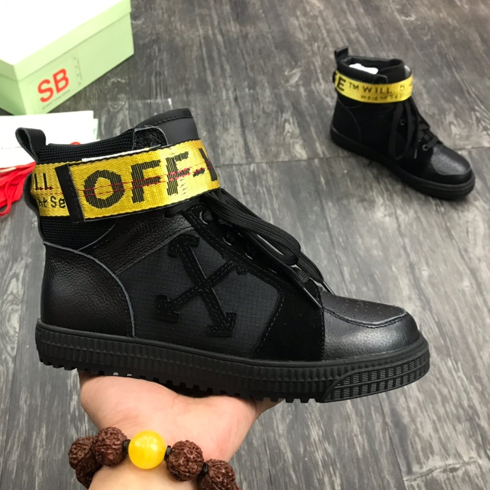 OFF-Whlte Arrow Logo Leather Sneakers #38 4-Bar