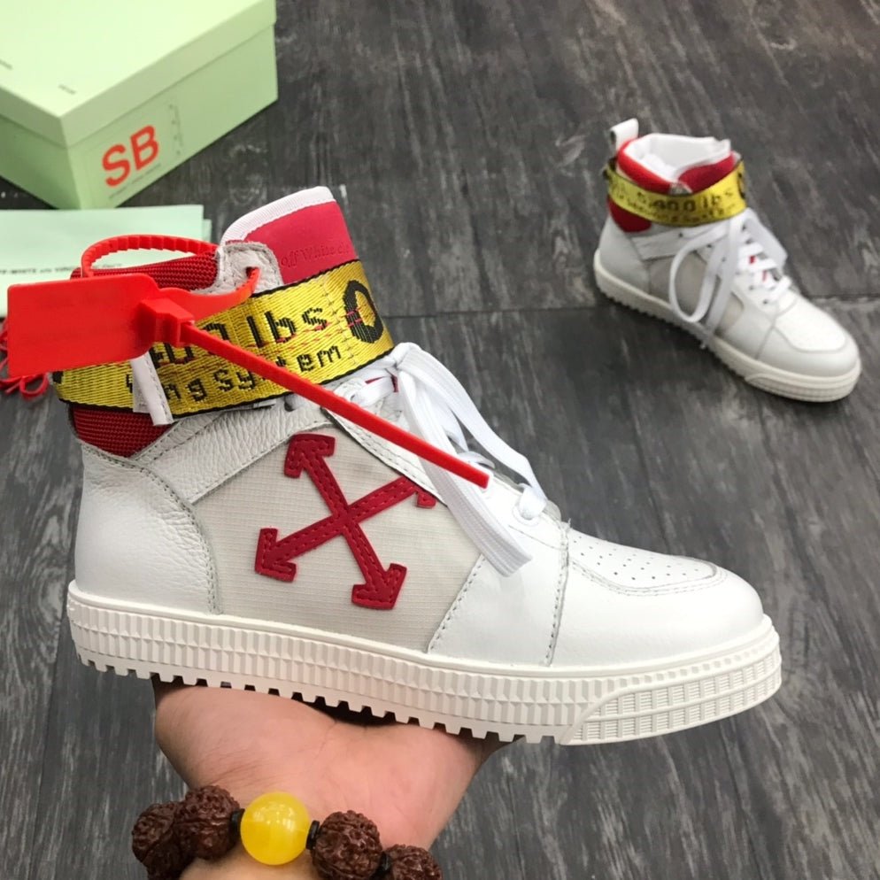 OFF-Whlte Arrow Logo Leather Sneakers #38 4-Bar
