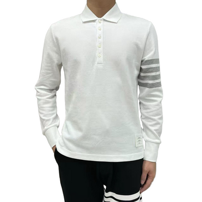 2025SS Four-bar lapel long-sleeved T-shirt THOM TREND
