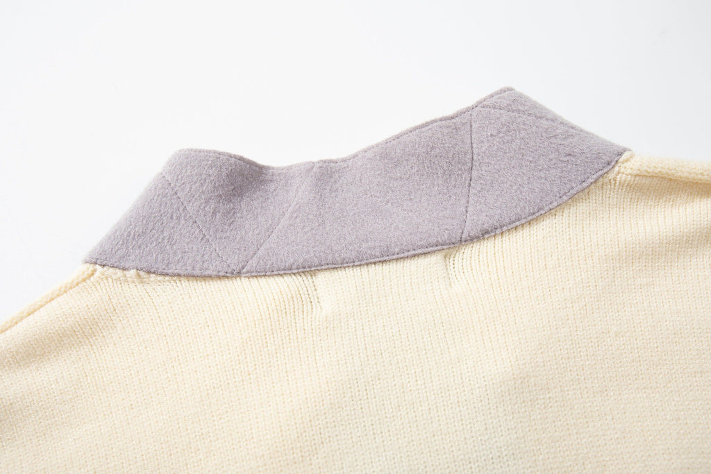 Stone Island Contrast-Collar Button Knit Cardigan - Light Gray product detail view