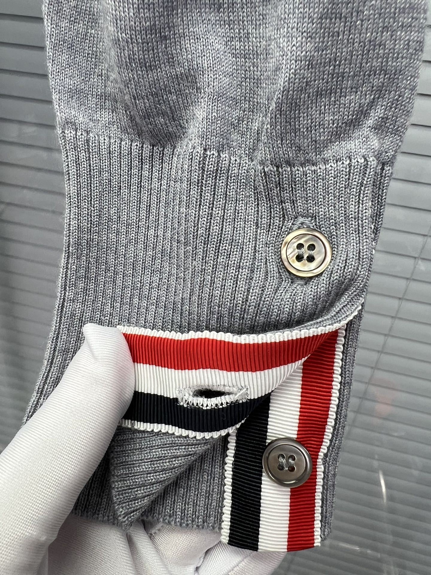 Wool Four-Bar Stripe Knit Cardigan THOM TREND