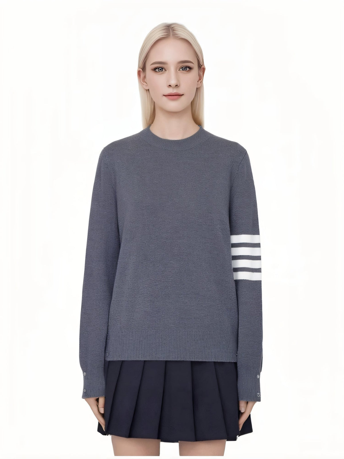 Unisex sweater by Thom Browne, knitwear detail view