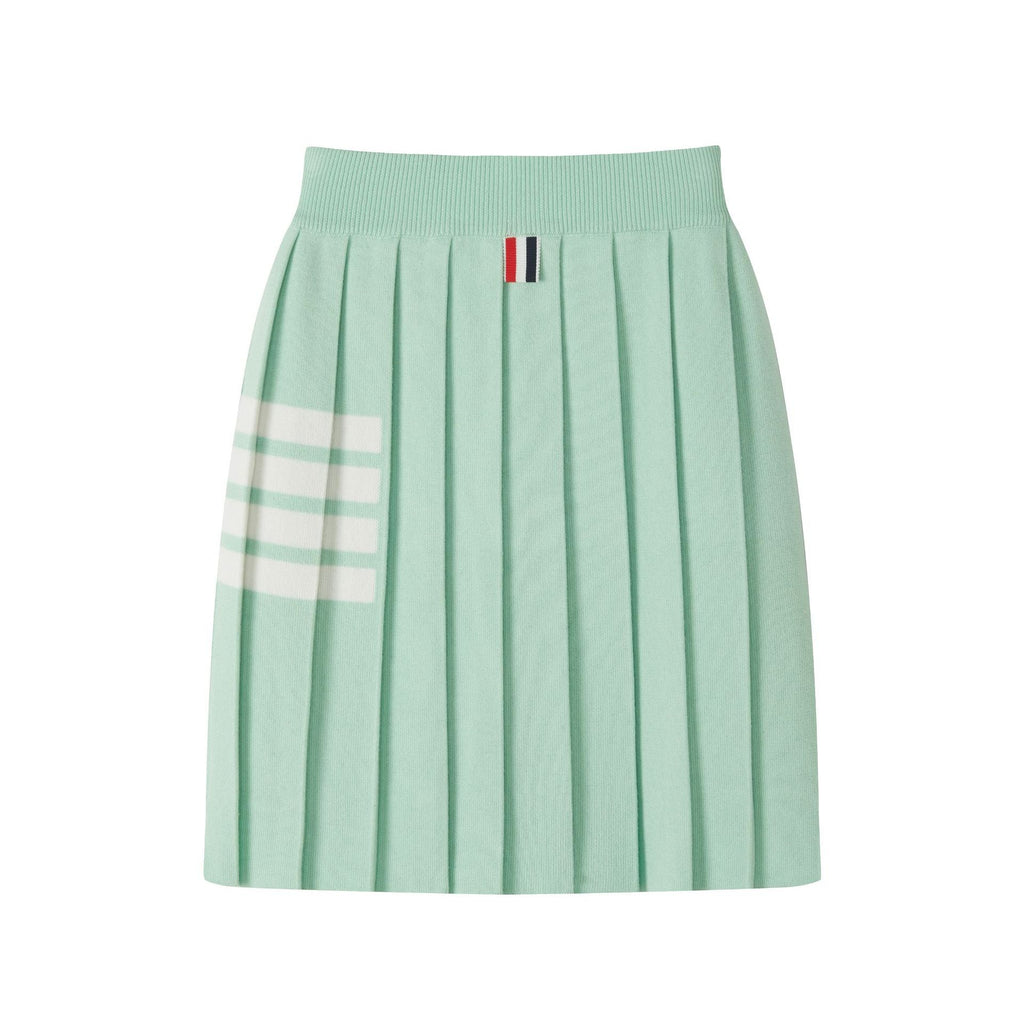 Women's 4-Bar Knitted Pleated Midi Skirt | Thom Browne