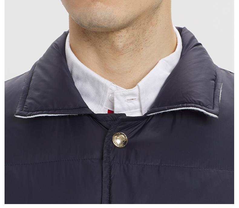 Classic 4-Strip Lapel Midi Down Jacket THOM TREND