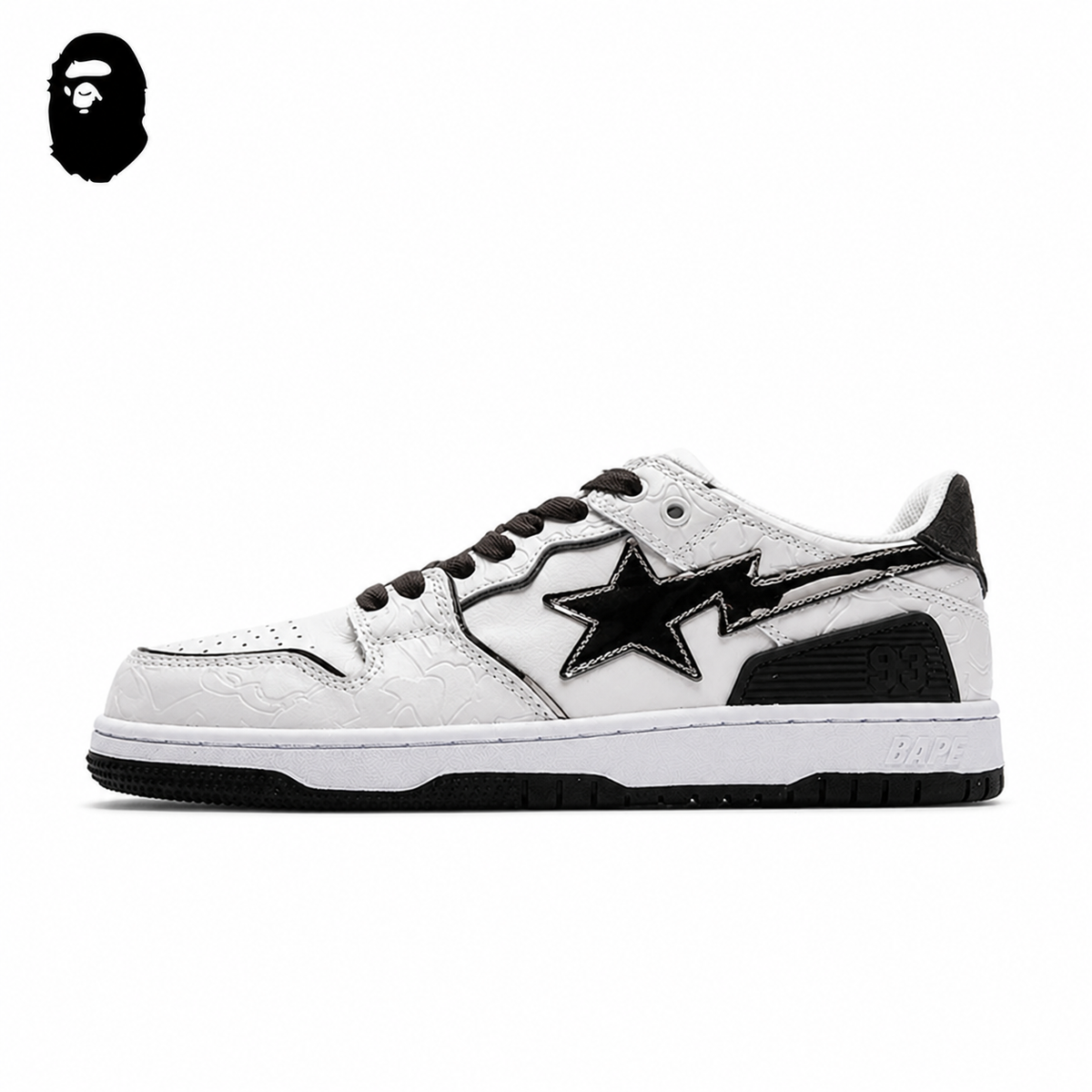 Human Made x BAPE STA SK8 Sneakers - White/Black, single side view on a white background