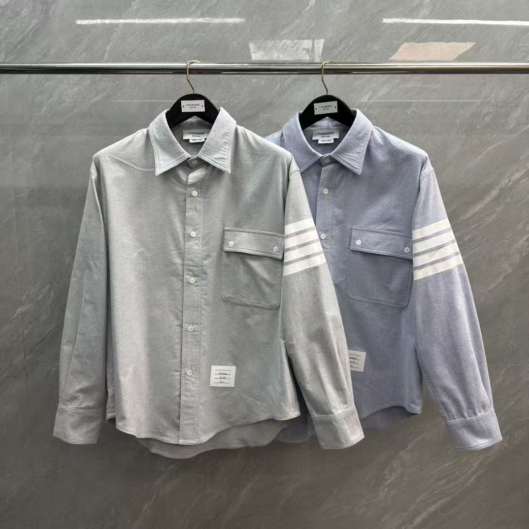 Men's Casual Oxford Shirt - 100% Cotton Button - Front Shirt by Thom Browne, shirt detail view