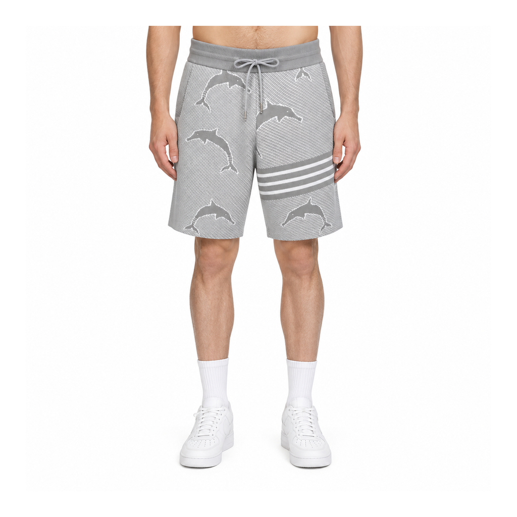 Thom Browne Style Four-Bar Stripe Knit Shorts - Main Image
