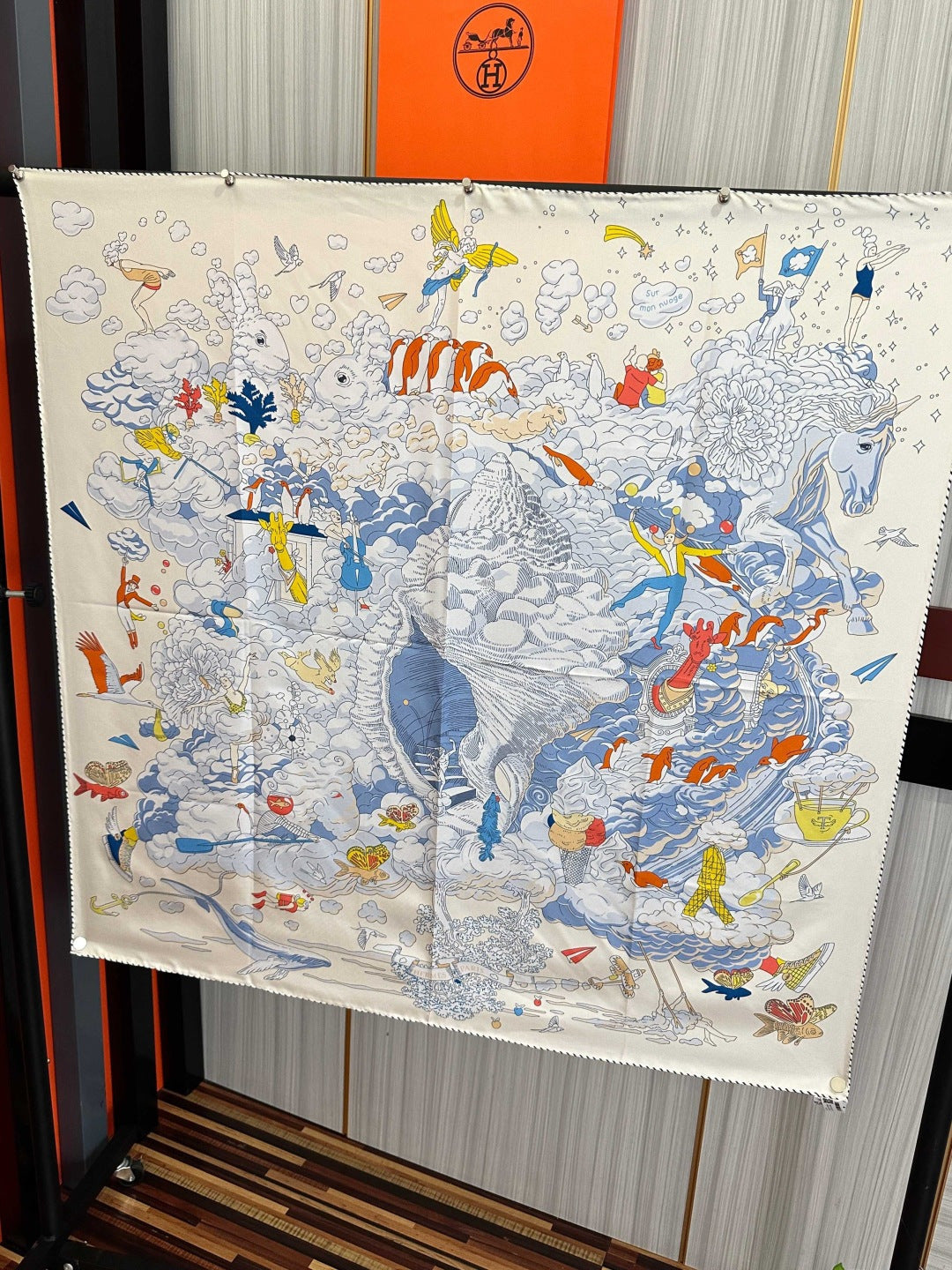 Hermes Style My Cloudscape Silk Scarf - Light Blue - Detail Image 9